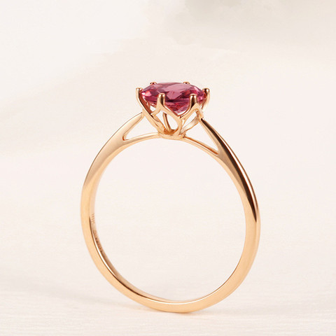 Anillo de piedra roja de 8mm con incrustaciones de seis puntas clásicas para mujer, anillos de oro rosa de plata 925 joyería ► Foto 1/4