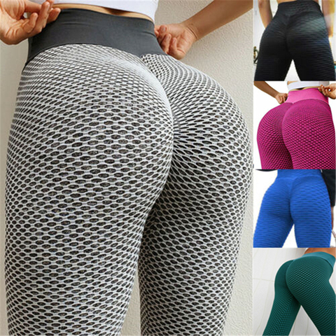 Pantalones de Yoga fruncidos para mujer, mallas de entrenamiento con realce de trasero, sin costuras, cintura alta, Control de barriga, elásticas, ajustadas y transpirables ► Foto 1/6