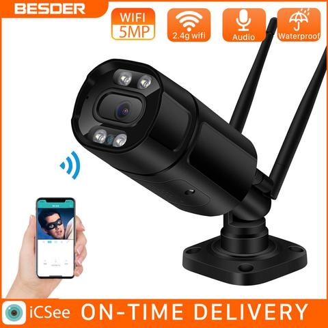 BESDER-cámara IP de seguridad CCTV P2P para exteriores, videocámara IP de 5MP con Wifi, IA, detección humana, Audio, 3MP, 2MPHD, visión nocturna infrarroja a Color ► Foto 1/6