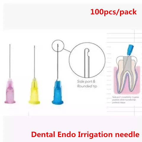 100 Uds Dental Endo de punta de aguja 25G/ 27G / 30GA 30G-cerrado agujero lateral jeringuilla para endodoncia Dentista herramientas instrumento de laboratorio ► Foto 1/6