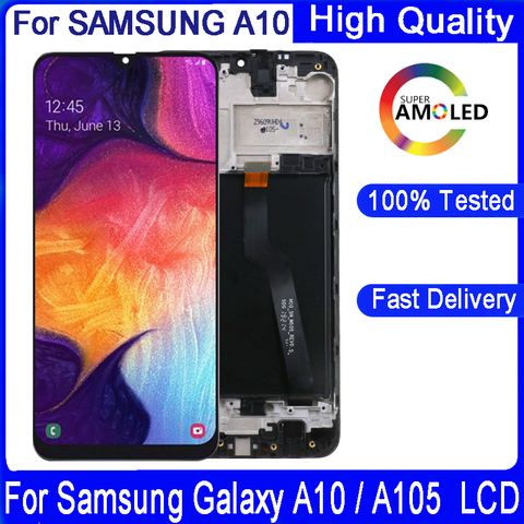 Pantalla LCD 100% Original de 6,2 pulgadas para Samsung Galaxy A10, A105, SM-A105F, montaje de digitalizador de repuesto con marco ► Foto 1/6