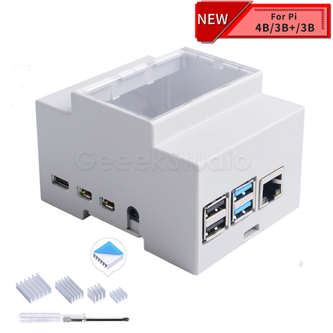 Caja eléctrica ABS funda de plástico para Raspberry Pi 4B / 3, con disipadores de calor atornillador de tornillo para Raspberry Pi 4 / 3 B + / 3 B ► Foto 1/6