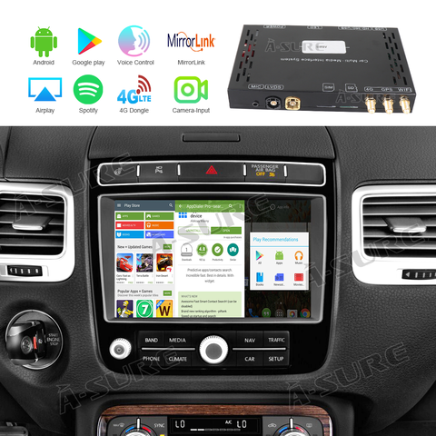 A-sure-sistema de entretenimiento para coche, interfaz de vídeo, Android 9,0, caja decodificadora GPS para VW Touareg RNS-850, 2007-2012, 4K, 4G, LTE, SIM ► Foto 1/6