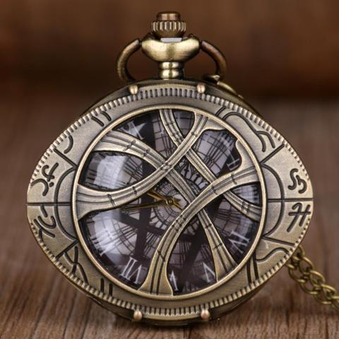 Reloj de bolsillo de cuarzo con forma de caja redonda, Ojo de bronce de Agamotto, Vintage, joyería, colgante, collar, cadena, regalos para hombres y mujeres ► Foto 1/6