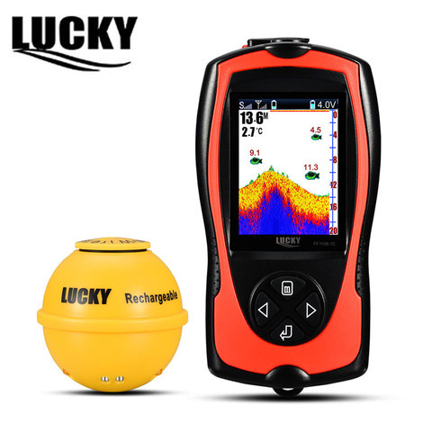 LUCKY-Localizador de peces recargable FF1108-1CWLA, Sensor Sónar inalámbrico, buscador de pesca con pantalla a Color, máximo 45M de profundidad de agua ► Foto 1/6