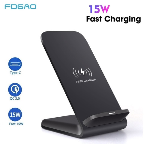 FDGAO-cargador inalámbrico Qi para móvil, soporte de teléfono de carga rápida, 15W, para iPhone 11 Pro, X, XS MAX, XR, 8, Samsung S9, S10, Note 10 ► Foto 1/6