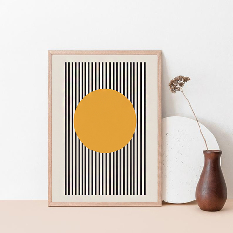 Cartel de exposición de Bauhaus, lienzo con gráfico geométrico único, cuadro de arte de pared minimalista, pintura Bohemia, decoración artística para dormitorio ► Foto 1/6