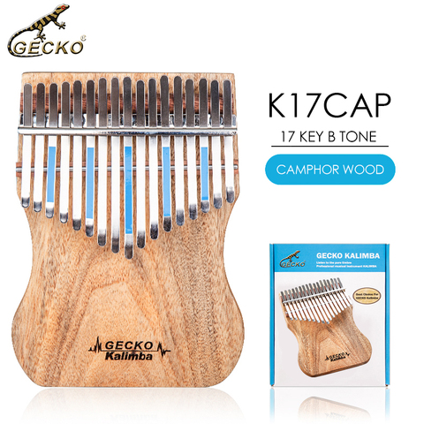 GECKO Kalimba-17 teclas de madera de alcanfor, chapa completa, con instrucciones y martillo de afinación, Piano de pulgar portátil Mbira Sanza K17cap ► Foto 1/6