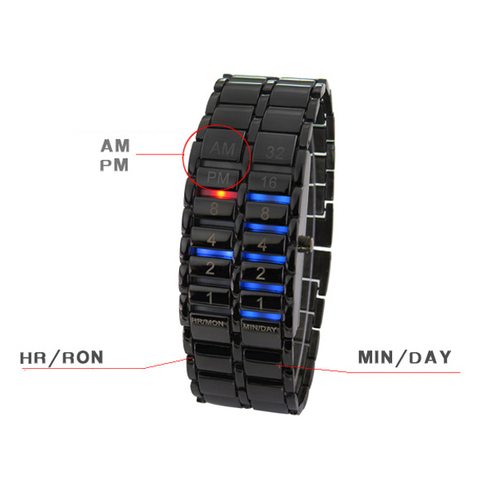 Reloj de pulsera Binario LED de cuarzo Digital para hombre, cronógrafo para el Día del Padre, regalo creativo a la moda, HSJ88 ► Foto 1/6