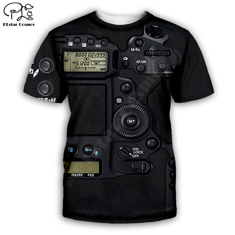 Camiseta eos impresión 3D completa con lente de cámara para hombre y mujer, camiseta Unisex de estilo hip hop, ropa de calle informal, tops de verano ► Foto 1/2