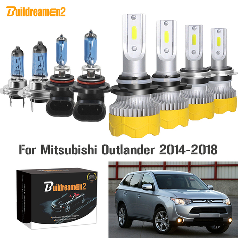 Buildreamen2 4 X del coche faro alta baja y haz LED halógeno faro bombilla 12V para Mitsubishi Outlander 2014, 2015, 2016, 2017, 2022 ► Foto 1/6