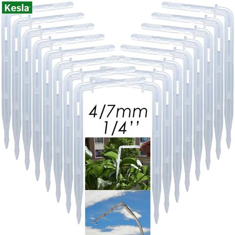 KESLA 50X flecha curva transparente 1/4 ''4/7mm manguera goteo emisor de agua rociador de jardín Micro invernadero de riego ► Foto 1/6