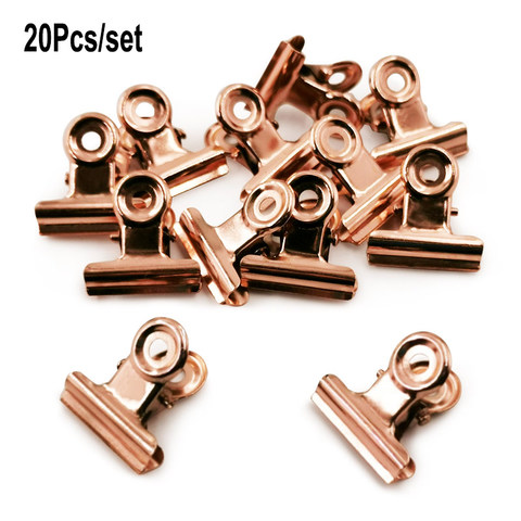 20 unids/set 21mm * 23mm Clips de agarre de Metal Bulldog Clip papel de Ticket papelería Clip para etiquetas para mochilas oficina encuadernador de documentos Clip ► Foto 1/6