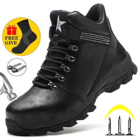 Botas de seguridad para el trabajo para hombre, zapatos a prueba de perforaciones, de acero, indestructibles, para invierno ► Foto 1/6