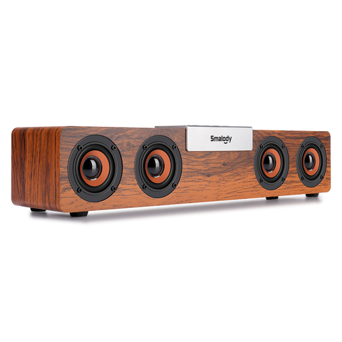 Altavoz inalámbrico HiFi Portátil con Bluetooth, barra de sonido de madera para escritorio, con soporte para tarjeta TF, AUX, manos libres, para el hogar ► Foto 1/6