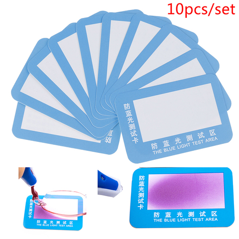 10 unids/set Anti-Luz Azul tarjeta de prueba de luz UV accesorios de prueba de tarjeta azul de detección de luz generador de tarjetas TARJETA DE ► Foto 1/6