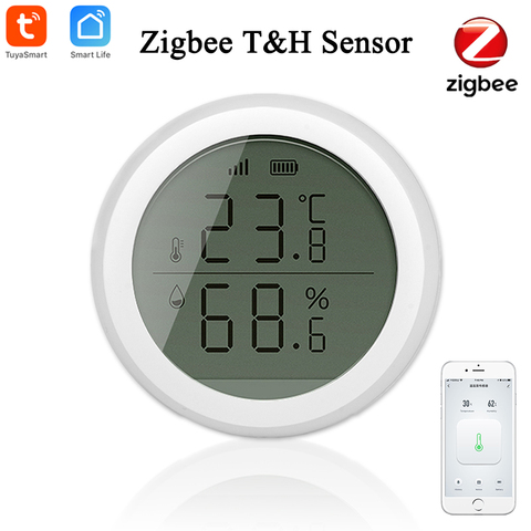 Sensor inteligente de temperatura y humedad Tuya Zigbee, con pantalla LED, suministro de batería para Zigbee Smart Home Security ► Foto 1/6