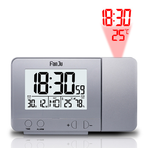 Reloj despertador para proyector Digital fanju-fj3531 con luz de fondo LED para mesa electrónica, reloj de humedad y temperatura con proyección de tiempo ► Foto 1/6