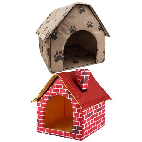 Casa de perro portátil plegable de invierno, cama para mascota cálida, tienda de nido, gato, cachorro, perrera, portátil al aire libre, viaje, suministros convenientes ► Foto 1/6