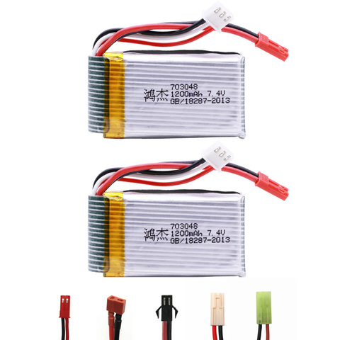 2 unids/lote 7,4 V 1200mah 703048 batería de Lipo para MJXRC X600 7,4 V 1000mah 25c 2s 703048 Lipo batería para juguetes de Control remoto de la batería ► Foto 1/6