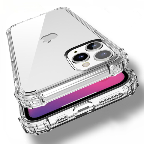 Funda de TPU transparente y cristal de protección fuerte para Iphone, funda ajustada antigolpes para Iphone 12 Mini 11 Pro Max X XR XS 6 6S 7 8 Plus ► Foto 1/6