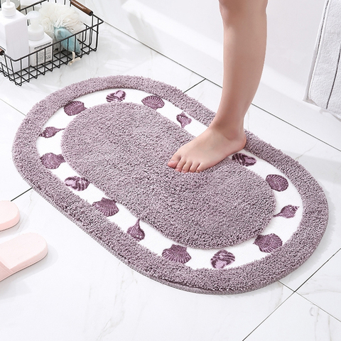 Alfombra De baño con forma ovalada De microfibra, alfombrillas antideslizantes para suelo lateral De bañera, baño, felpudo para ducha ► Foto 1/6