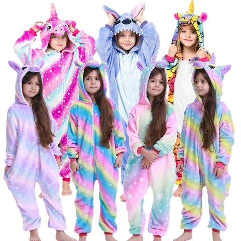 Pijamas stich de invierno para niños, ropa de dormir de dinosaurio panda, unicornio, kigurumi, manta para niñas, disfraz para bebé ► Foto 1/6