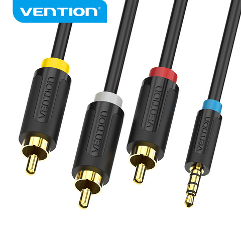 Vention-Cable Jack a 3 RCA de 3,5mm Cable macho AV de Audio y vídeo AUX estéreo, Cable estándar para altavoz 3RCA, TV, CD, DVD ► Foto 1/6
