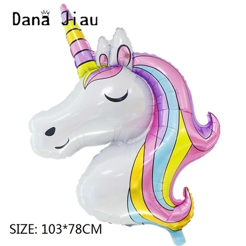 Dana Jiau Ma Caron unicornio de colores de papel de aluminio globo decoraciones para fiesta de cumpleaños suministros de juguetes para niños boda bebé ducha flor ► Foto 1/3