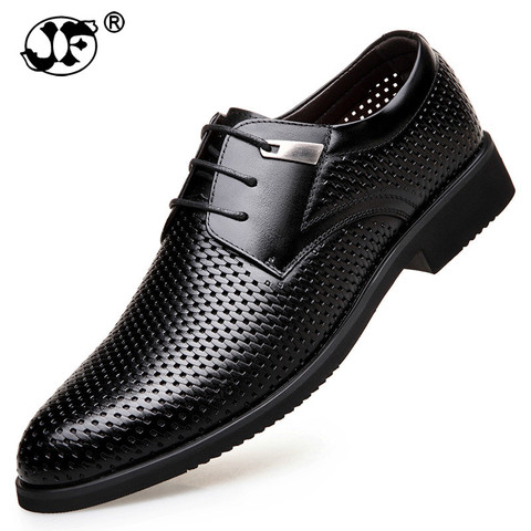 Zapatos formales de moda para hombre, zapatos de vestir de oficina transpirables con encaje punzón, sandalias de cuero casuales genuinos Oxfords rty67 ► Foto 1/6