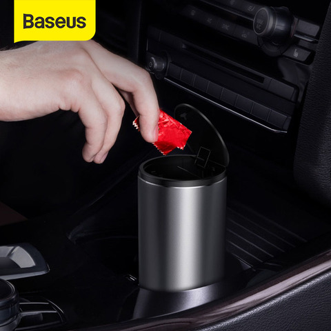 Baseus cubo de basura de coche puede Mini Auto organizador de polvos Interior del coche Bolsa de Basura contenedor de basura caja de almacenamiento cubo Auto Accesorios ► Foto 1/6