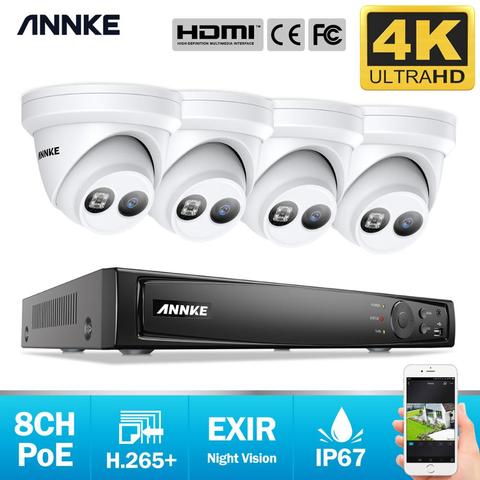 ANNKE 4K Ultra FHD POE Video vigilancia sistema 8CH H.265 + 8MP NVR con 4 uds 8MP resistente a la intemperie IP cámaras de seguridad CCTV POE Kit ► Foto 1/6