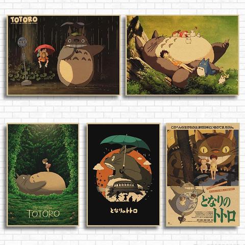 Póster Retro de Tonari no Totoro Miyazaki para decoración de pared, cartel de anime Vintage, decoración de habitación de niños ► Foto 1/6