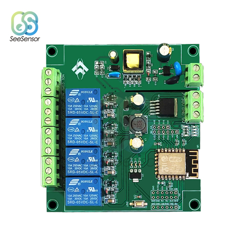 Módulo de relé WiFi de 4 canales, ESP-12F ESP12F, cc 5V, ESP8266, 4 canales, módulo de canal de relé para controlador de aplicación de teléfono de casa inteligente ► Foto 1/6