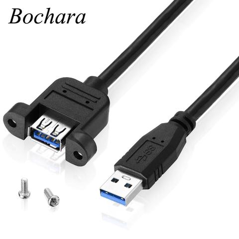 Bochara-Cable de extensión USB 3,0, macho a hembra, blindado Dual (lámina + trenzado) con montaje de Panel con tornillos, 30cm, 60cm, 1m, 1,5 m, 3m ► Foto 1/6