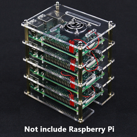 Raspberry Pi 4-carcasa de acrílico de 1-10 capas, caja transparente + ventilador de refrigeración para Raspberry Pi 4 3 Modelo B 3B Plus ► Foto 1/6