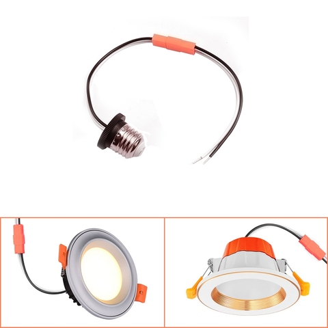 Conector de Cable rápido E26 E27 600V 6A para luz descendente LED, enchufe de lastre, Cable macho a hembra con portalámparas E26 E27, 1 par ► Foto 1/6