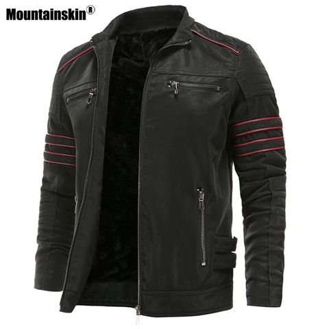 Mountainskin-chaquetas de cuero PU para hombre, abrigos de cuero para motocicleta, ropa de marca, talla Europea SA870, Otoño e Invierno ► Foto 1/6