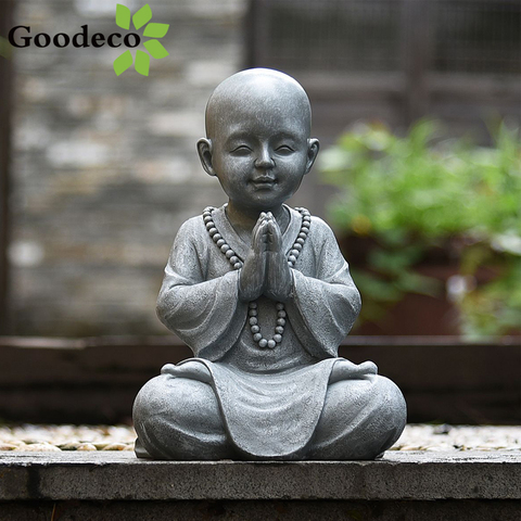 Goodeco-estatua de bebé meditando, Buddha, Jardín, Exterior, Buda, figura de decoración, escultura de monje Zen, Jardin, adorno de Buda sentado en el césped ► Foto 1/6