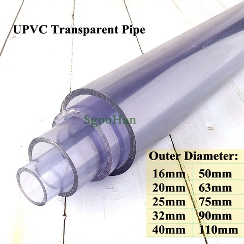 Uds longitud 50cm diámetro externo 16 ~ 110mm pvc transparente de peces de acuario tubo del tanque riego del jardín Accesorios ► Foto 1/6