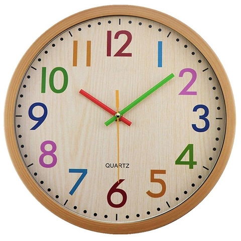 Práctico reloj mural silencioso sin tictac para niños, con pilas, colorido, decorativo, para habitación de niños, dormitorio y escuela ► Foto 1/6