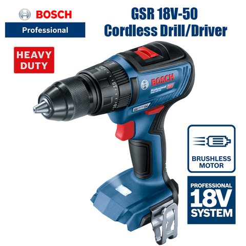 Bosch-Taladro Inalámbrico GSR18V-50, destornillador de batería de litio, Motor sin escobillas (Metal desnudo) ► Foto 1/6