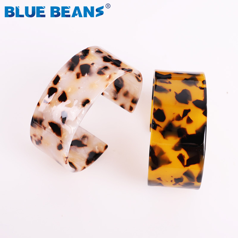 Pulsera acrílica de acetato bohemio, brazalete de resina negra de leopardo, geometría Simple, redonda, de ácido acético, accesorios de joyería, 2022 ► Foto 1/6