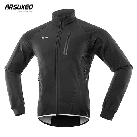 ARSUXEO-Chaqueta de Ciclismo de Invierno para hombre, impermeable, reflectante, a prueba de viento, de lana térmica, para bicicleta de montaña ► Foto 1/6