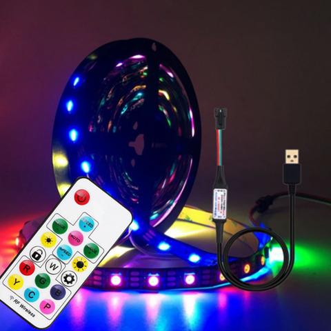 USB LED tira RGB WS2812 WS2812B Pixel accesible cinta 17 teclas de control remoto controlador para TV debajo de la lámpara del Gabinete DC5V 1-5M ► Foto 1/6