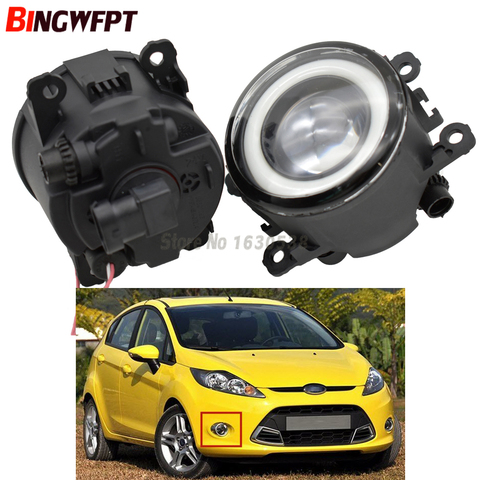 Parachoques delantero de estilo de coche, luces LED antiniebla de Ojos de Ángel blancas con lente para Focus f-ord MK2/3 Fusion Fiesta MK7, 2 uds. ► Foto 1/6