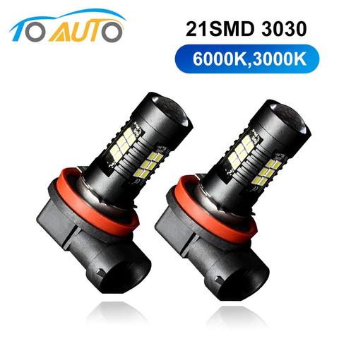 2 uds H8 H11 Led HB4 9006 HB3 9005 bombilla de luces antiniebla 3030SMD 1200LM 6000K 3000K coche corriendo lámpara luz Led automática 12V 12V ► Foto 1/6