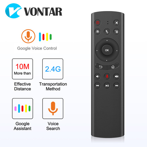 Voz de Control remoto inalámbrico de 2,4 GHz Mini Kyeboard Fly Air Mouse con micrófono Gyro IR aprendizaje para Android TV Box g20 VONTAR ► Foto 1/6