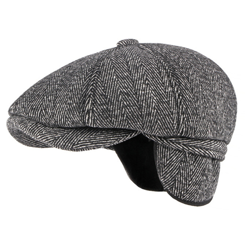 Gorro de otoño invierno HT3336, Boina gruesa y cálida para hombre, Boina de lana Vintage, gorra plana para papá, abuelo, hiedra, octogonal, Newsboy ► Foto 1/6