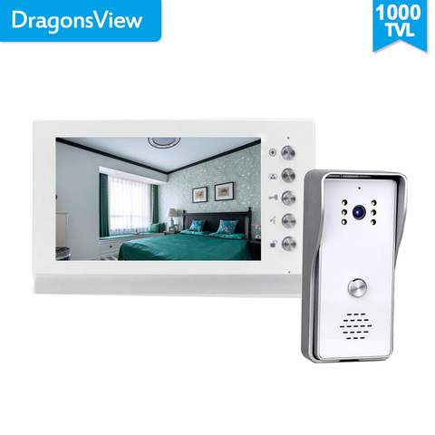 Dragonsview-sistema de intercomunicación con cable para puerta, timbre de puerta con vídeo, cámara de 7 pulgadas, modo Dual de llamada, monitoreo de puerta, desbloqueo, 1000TVL ► Foto 1/6